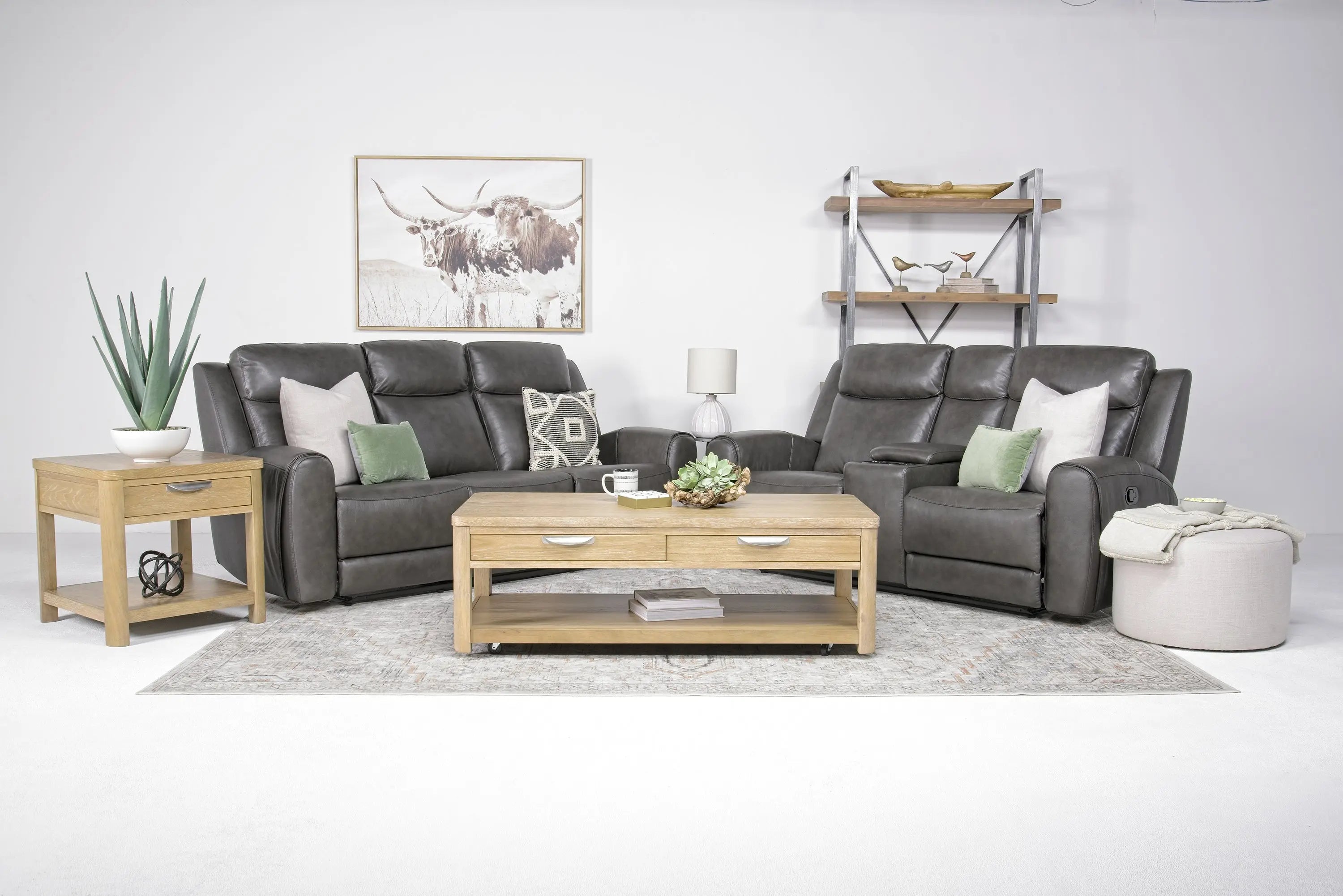Mia Reclining Sofa & Console Loveseat
